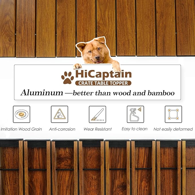 HiCaptain Pet Crate Table Topper – Foldable Wire Dog Kennel Topper Custom Pet Crate Table(XL, for 48 inch Crate)
