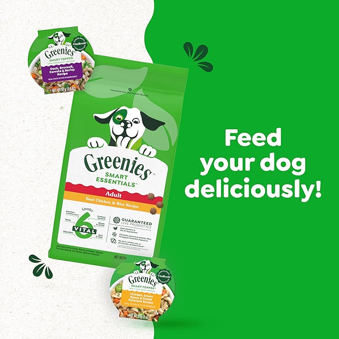 Greenies Smart Topper High Protein Wet Mix-in for Dogs, Duck, Broccoli, Carrots & Barley Recipe in Vitabroth™ Broth - Bone Broth + Vitamins E & B1, Pack of 10