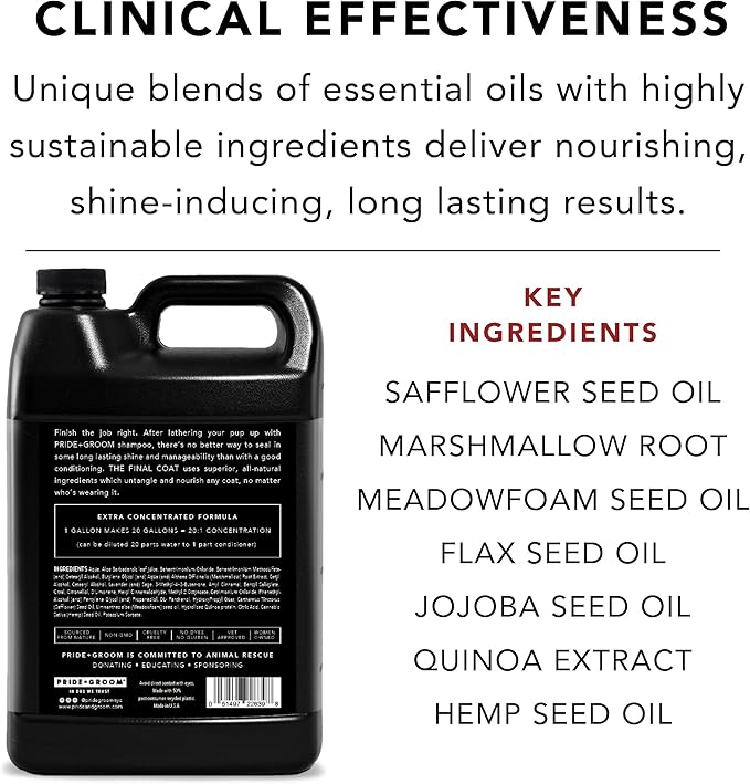 Pride and Groom The Final Coat | Grooming Conditioner That Extends The Life of a Groom | Tearless All Natural Ingredients That Untangle, Nourish, and Add Shine for All Dogs – 128oz