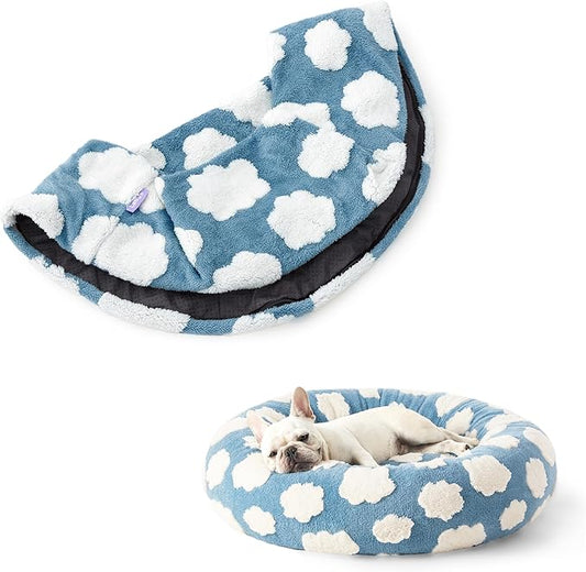 Lesure Dog Bed Cover - Medium Dog Bed Washable Removable Cover, Replacement Cover for Orthopedic Pet Mad Beds, 30x30x8 Inches Light Blue