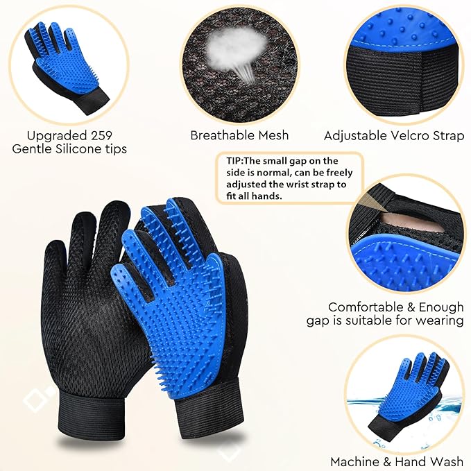 LIONROGE Cat Grooming Glove Brush,Self-Cleaning Slicker Pet Brush for Short and Long Haired Pets,Dog Bath Brush for Shedding and Grooming,Removes Loose Hair and Tangles,Promote Circulation