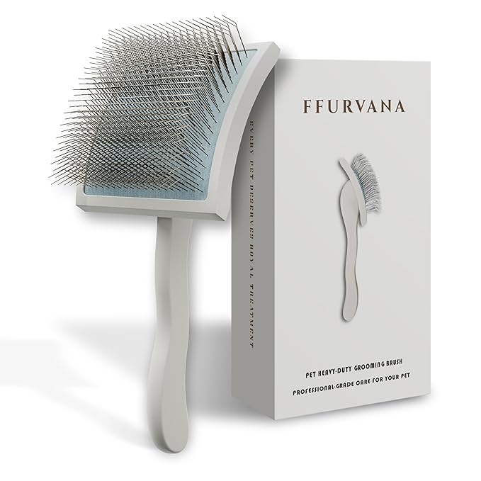 Soft-Touch Slicker Brush – Cream White – Gentle Detangling Brush for Poodles & Long-Haired Breeds