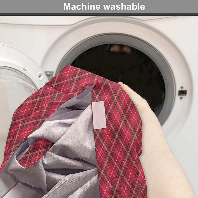 Lunarable Buffalo Plaid Dog Crate Cover, Rhombus Check Pattern with Warm Colored Pattern, Easy to Use Pet Kennel Cover for Medium Large Dogs, 36 Inch, Dark Coral Charcoal Grey