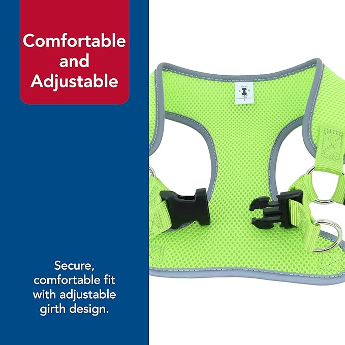 Coastal Pet Comfort Soft Reflective Wrap Adjustable Dog Harness - No-Pull Dog Harness for Small & Large Dogs - Lime - 5/8" x 19"–23"