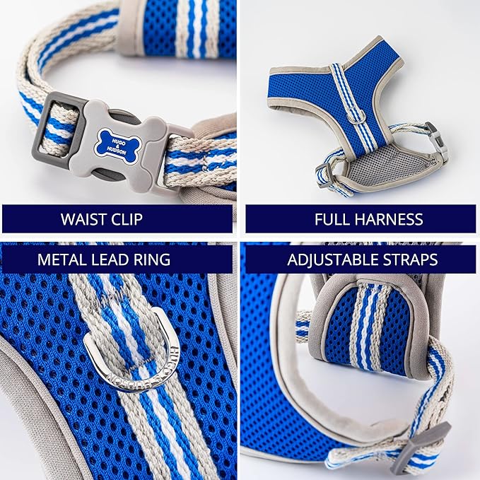 HUGO & HUDSON Dog Harness No-Pull Pet Harness Adjustable Quick Dry Mesh Padded Vest, Royal Blue, S