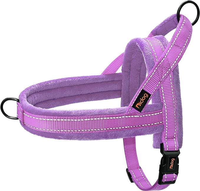 Didog Soft Flannel Padded Dog Vest Harness,Escape Proof/Quick Fit Reflective Dog Strap Harness, Easy for Training Walking(L:Chest 26-31", Purple)
