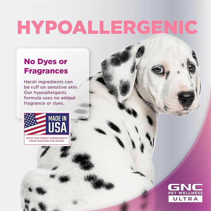 GNC Ultra Medicated Hypo-Allergenic Shampoo 16oz | Medicated Relief Shampoo for Dogs Hypoallergenic Sensitive Skin | GNC Shampoo for Dogs with Sensitive Skin & Allergies | Fragrance-Free Dog Shampoo