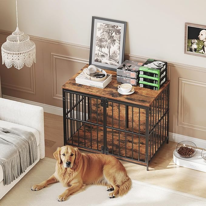 HOOBRO Dog Crate Furniture, 38.6" Large Dog Kennel Indoor