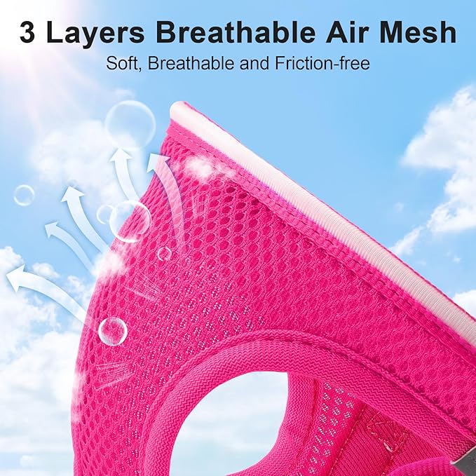 Light Up Dog Harness,LED Dog Harness Rechargeable, Lighted Dog Vest Harness for Night Walking,Reflective Safety Vest for Small Medium Large Dogs,Adjustable Soft Mesh,Pink,S