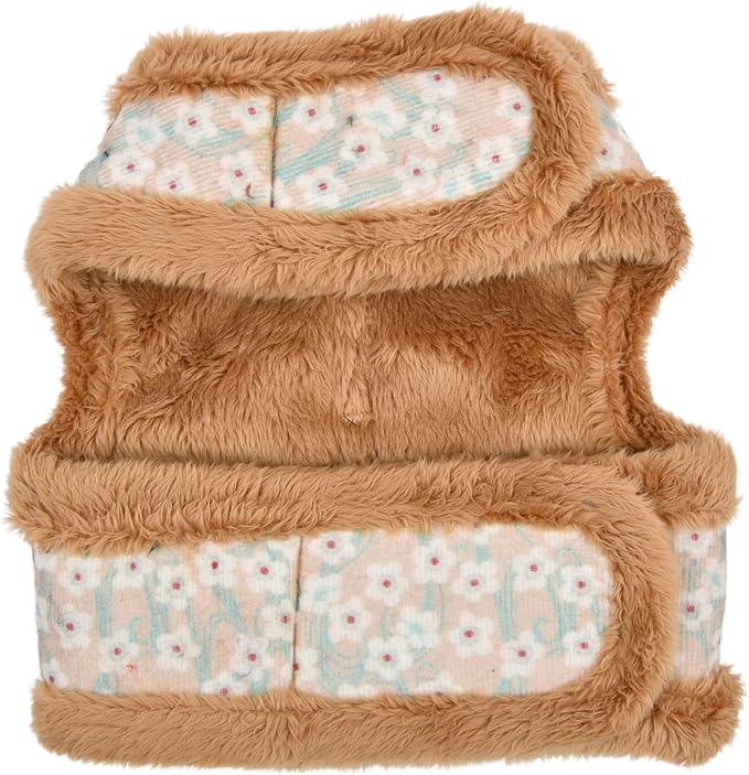 Pinkaholic New York Kalina Jacket Dog Harness Step-in Warm Winter Flower Pattern for Small Dog, Beige, Large