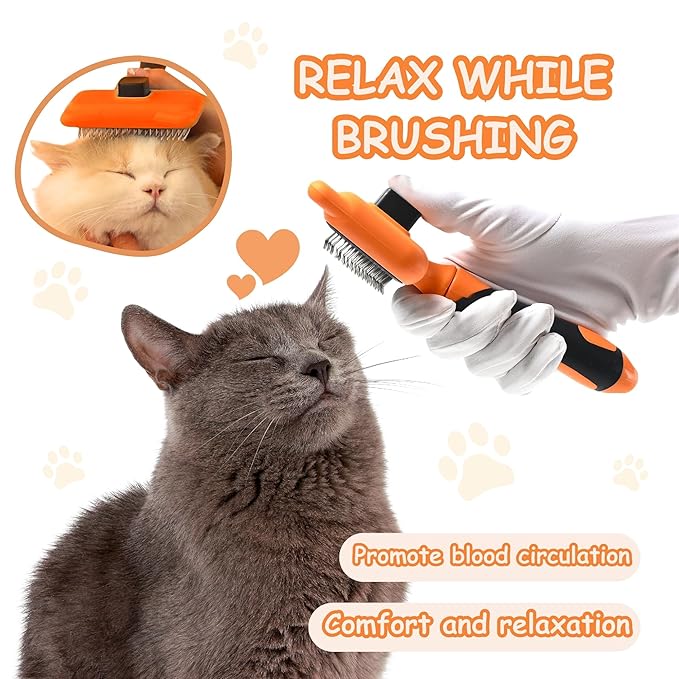 Cat Brush with One-Click Release – This versatile dog brush for shedding and massaging is the perfect pet grooming tool for indoor cats and dogs, suitable for pets of all hair types.