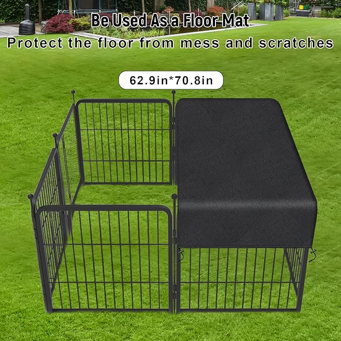 SIRUITON Dog Playpen Cover, with Sun/Rain Cover. Sun Shade Specialized Dog Playpen Fits for 24/32/40/45/50" H 8 Panels Dog Playpen. (Note: Cover Only)