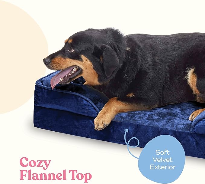 Orthopedic Sofa Dog Bed - Ultra Comfortable Dog Bed for Giant Dogs - Breathable & Waterproof Pet Bed- Egg Foam Sofa Bed with Extra Head & Neck Support - Removable Washable Cover with Nonslip Bottom