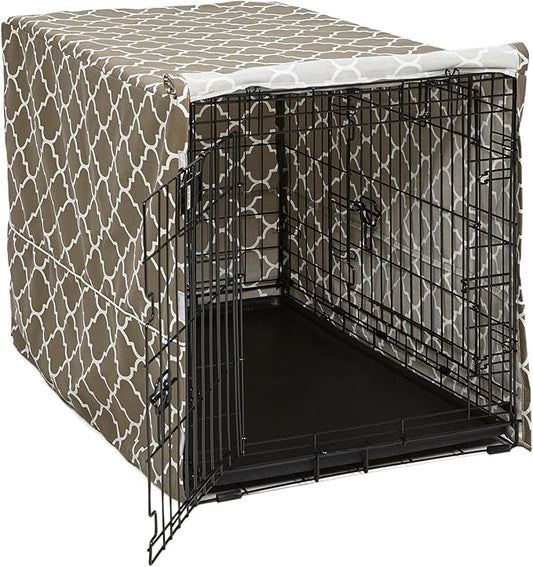 MidWest Homes for Pets Dog Crate Cover, Privacy Dog Crate Cover Fits Midwest Dog Crates, Crate Cover Only; Machine Wash & Dry; Brown Geo Print; 36 inch