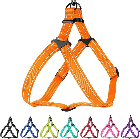 CollarDirect Reflective Dog Harness Step in Small Medium Large for Outdoor Walking, Comfort Adjustable Harnesses for Dogs Puppy Pink Black Red Purple Mint Green Orange Blue (Small, Orange)