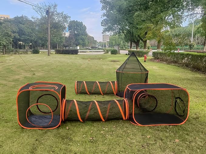 6 in 1 Cat Enclosure Cat Tunnel for Outside Rabbit and Small Animals Tent with Carry Bag