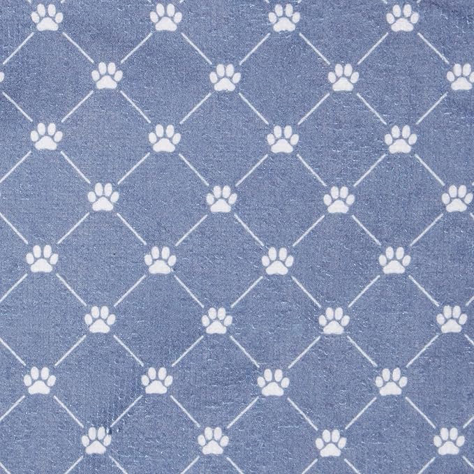 Bone Dry Pet Robe Collection, Trellis Paw Print, Absorbent Microfiber Bath Robe with Adjustable Closure for Dogs & Cats, X-Small, Stonewash Blue