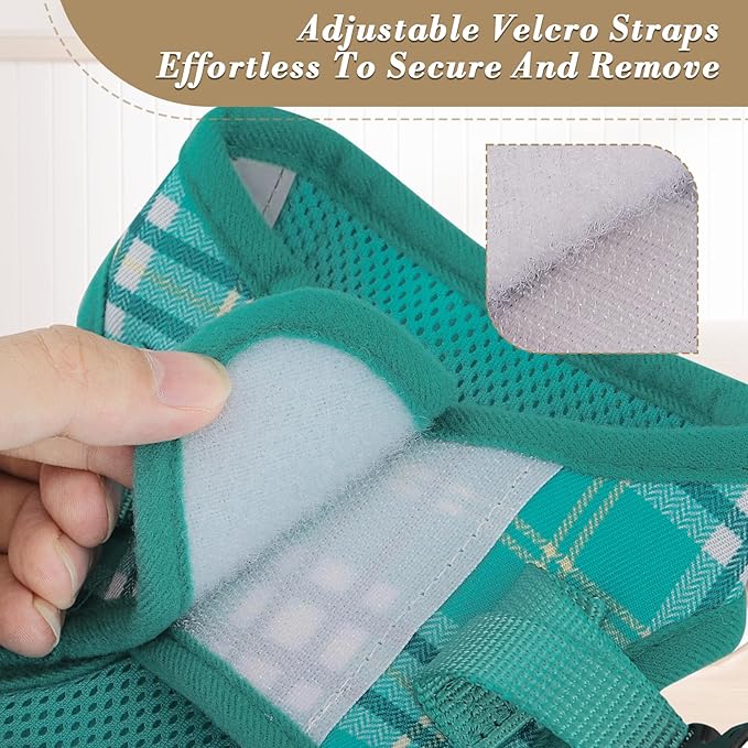 Athena Collection Small Dog Harness with 5 ft Leash, Step-in Dog Harness Leash Set Small No Pull Dog Vest Harness with Reflective Strips Adjustable Velcro, Easy Walk Puppy Harness, Green