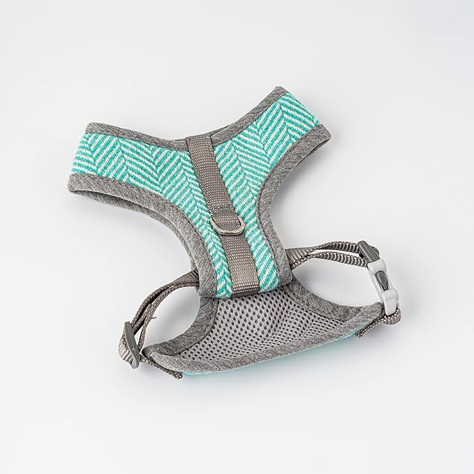HUGO & HUDSON Dog Harness, No-Pull Anti Choke Tweed Harness Vest, Aqua Herringbone, M