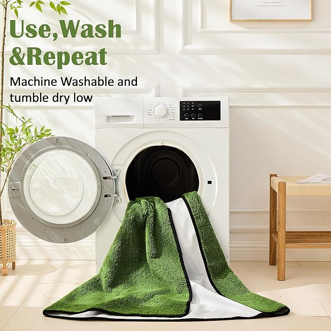 Qeils Washable Pee Pads for Dogs, 2 Pack Super Absorbent Reusable Puppy Pads with Green Long Wool for Potty Training, Floor, Couch, Bed, and Crate,36"x 41"