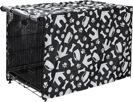 kefit Dog Crate Cover 36 inch, Kennel Cover Fit for Dog Crate, Black/Paw