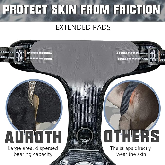 AUROTH Tactical Dog Harness for Small Medium Large Dogs No Pull Adjustable Pet Harness Reflective K9 Working Training Easy Control Pet Vest Military Service Dog Harnesses (S, Black Ink)