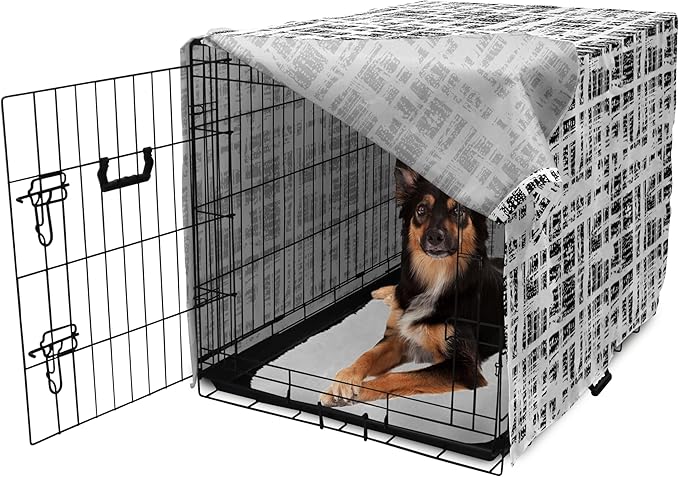 Ambesonne Black and White Dog Crate Cover, Watercolor Stained Pattern Tie Dye Digital Print Shibori Inspired Hippie, Easy to Use Pet Kennel Cover for Medium Large Dogs, 36 Inch, White Black