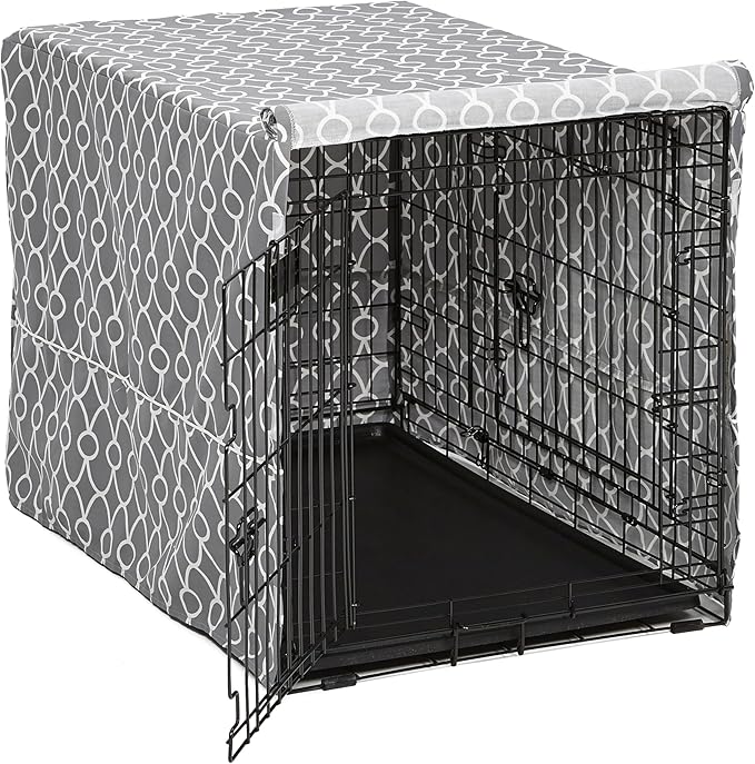 MidWest Homes for Pets Dog Crate Cover, Privacy Dog Crate Cover Fits Midwest Dog Crates, Crate Cover Only; Machine Wash & Dry; Gray Geo Print; 36 inch