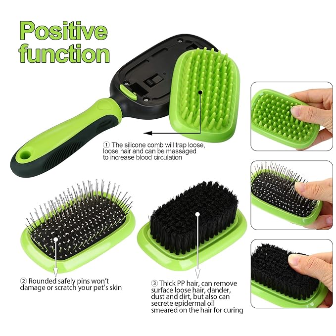 Ownpets 5 in 1 Pet Brush Set, Pet Grooming Shedding Massage Combs for Long Short Hair Dogs & Cats, Removes Undercoat, Dander, Dirt & Improves Circulation