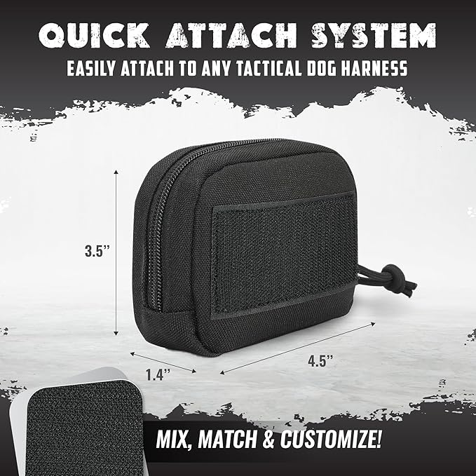 2 Pack Molle Pouches for Dog Harness - Tactical Dog Pouch for Dog Backpack Harness - Dog Saddle Bag Tactical Dog Gear - Tactical Dog Harness Bag for Carrying Treats, Poop Bags, Keys & More (Black)