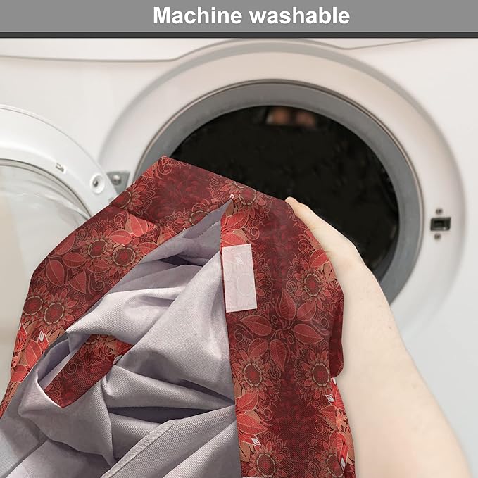 Lunarable Burgundy Dog Crate Cover, Flourishing Nature Garden Inspired Flowers Pattern Psychedelic Look, Easy to Use Pet Kennel Cover for Medium Large Dogs, 48 Inch, Burgundy Coral Tan