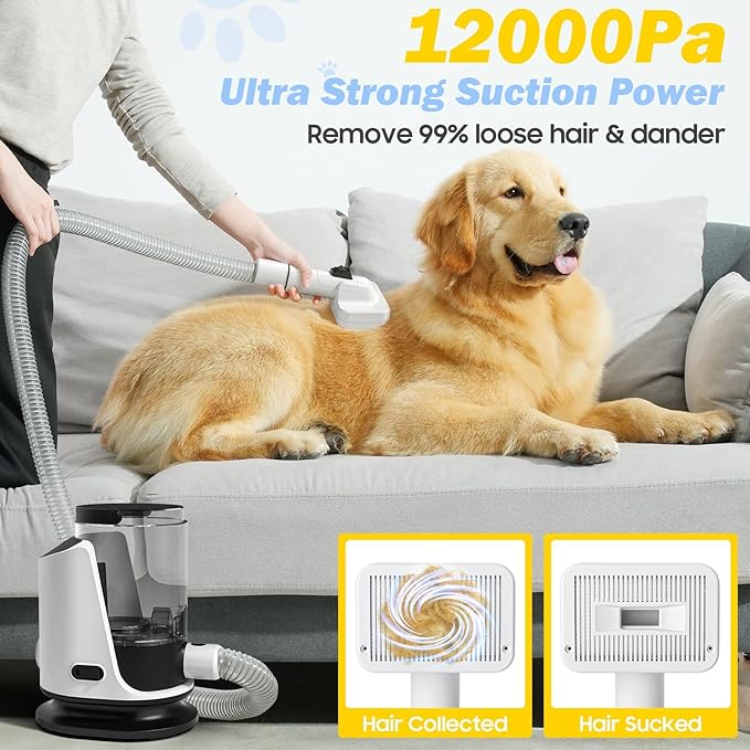 Dog Grooming Kit & Pet Hair Dryer & Dog Electric Clippers, 3L Large Capacity with 8 Grooming Tools, Low Noise for Long Hair Dogs and Cats, Adjustable Airflow and Temperature, UL, Touchscreen