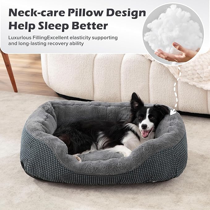 INVENHO Dog Beds for Small Medium Dogs Washable, Calming Dog Bed Small Size Dog, Orthopedic Dog Bed, Warming Soft Calming Sleeping Puppy Bed Durable Pet Bed with Anti-Slip Bottom