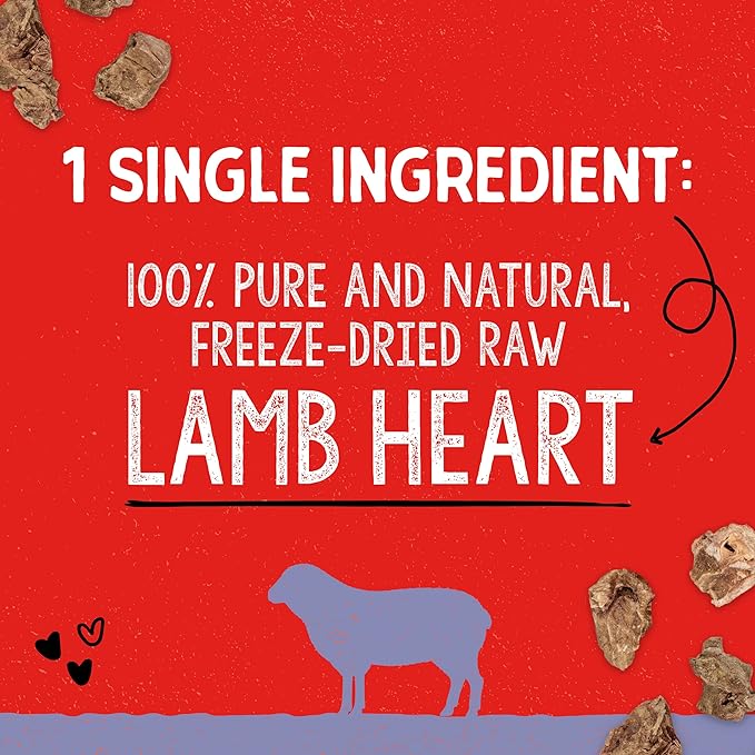 Stella & Chewy's Freeze-Dried Raw Single Ingredient Lamb Heart Treats, 3 oz. Bag