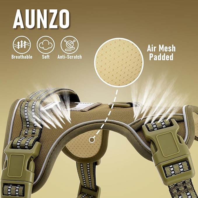 Adjustable No-Pull Reflective Soft Inescapable Dog Vest Harness for Big Dog Breeds, Siberian Husky Labrador Golden Retriever, Breathable Oxford Material, Front Leash Clip Control, L