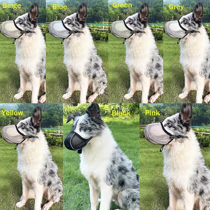 Large Dog Muzzle, Muzzle for Large Dogs to Prevent Eating/Chewing/Biting, Breathable Reflective Adjustable Medium Dog Accessories Dog Muzzle (Grey, S)