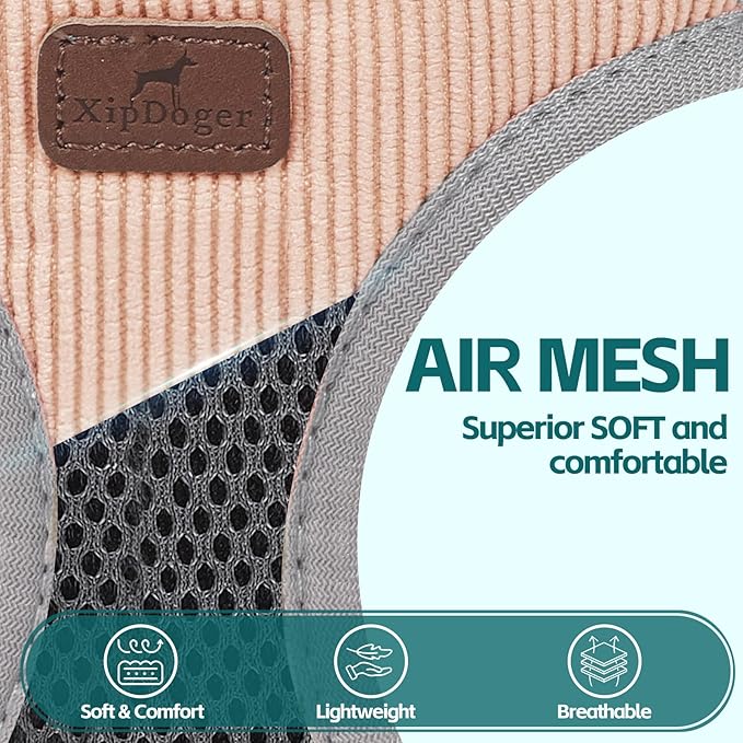 Dog Harness with Multifunction Dog Leash,No Pull Reflective Step-in Harness for Soft Adjustable No Choke Escape Proof,Easy Walk Dog Harness for Puppy,Small Dogs (Pink, S)