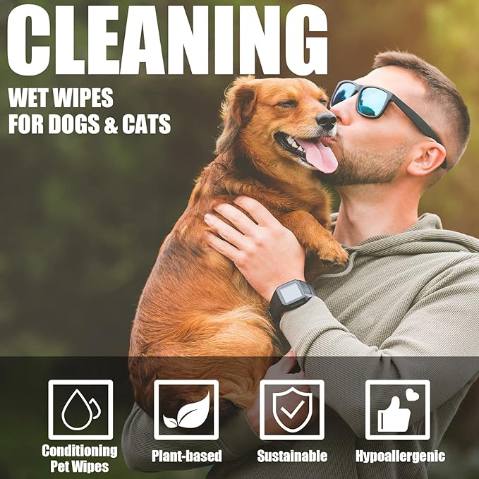 Treela 10 Packs of 800 Dog Wipes Pet Wipes Cat Grooming Supplies for Paws, Butt, Ear, Skin, Eye, Body Cleaning Bath Stain Odor Remover, Home or Travel Use(Unscented)