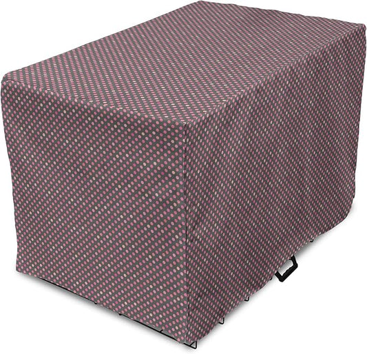 Lunarable Dusty Rose Dog Crate Cover, Retro Polka Dots Pattern in Pink Colors Spotted Texture Image, Easy to Use Pet Kennel Cover for Cats & Medium Dogs, 30 Inch, Pink Peach Charcoal Grey