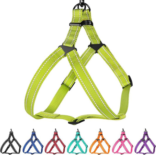 CollarDirect Reflective Dog Harness Step in Small Medium Large for Outdoor Walking, Comfort Adjustable Harnesses for Dogs Puppy Pink Black Red Purple Mint Green Orange Blue (Medium, Lime Green)