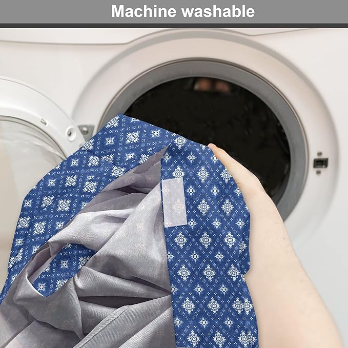 Lunarable Damask Blue Dog Crate Cover, Azulejo Talavera Inspired Continuous Pattern of Motif, Easy to Use Pet Kennel Cover for Small Dogs Puppies Kittens, 22 Inch, Dark Sky Blue Pale Blue