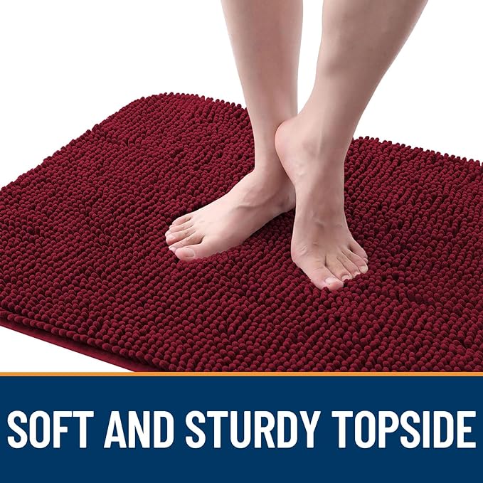 OLANLY Dog Door Mat for Muddy Paws 59x24, Absorbs Moisture and Dirt, Absorbent Non-Slip Washable Mat, Quick Dry Chenille, Mud Mat for Dogs, Entry Indoor Door Mat for Inside Floor, Burgundy