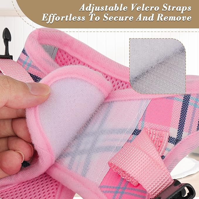 Athena Collection Step-in Dog Harness with 5 ft Leash, Small to Medium Dog Harness Leash Set Medium No Pull Dog Vest Harness with Reflective Strips Adjustable Velcro, Easy Walk Puppy Harness, Pink