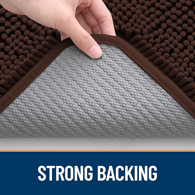 OLANLY Dog Door Mat for Muddy Paws 30x20, Absorbs Moisture and Dirt, Absorbent Non-Slip Washable Mat, Quick Dry Chenille, Mud Mat for Dogs, Entry Indoor Door Mat for Inside Floor, Brown