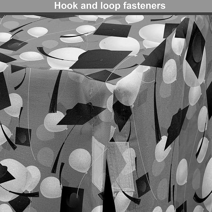 Lunarable Graduation Dog Crate Cover, Clutter of Mortarboard and Balloons in Greyscale Tones, Easy to Use Pet Kennel Cover for Small Dogs Puppies Kittens, 18 Inch, Charcoal Grey Dimgray