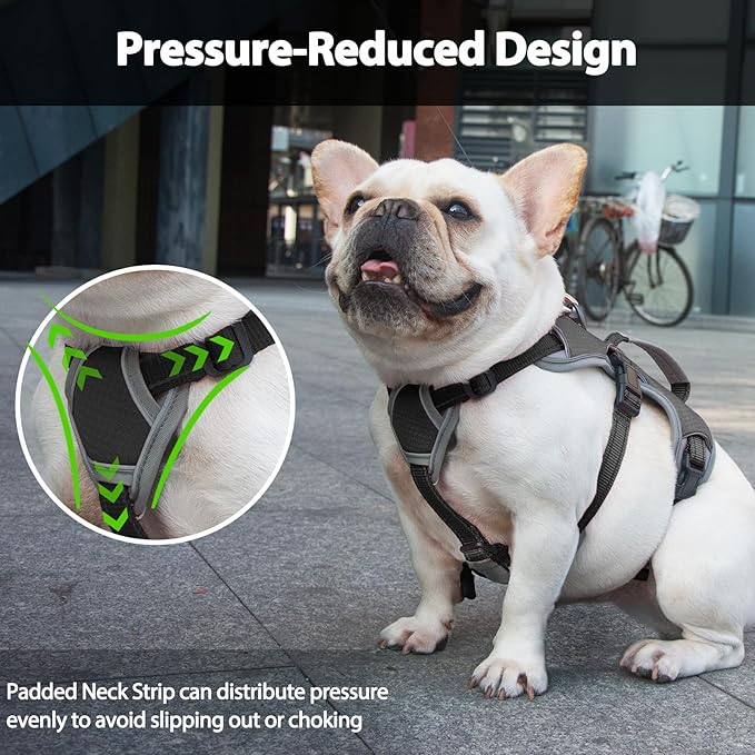 Escape Proof Dog Harness, Escape Artist Harness, Reflective Dog Harness with Handle, Durable,Adjustable Vest for Small Medium Large Dogs Walking, Training, and Running Gear(Black, S)