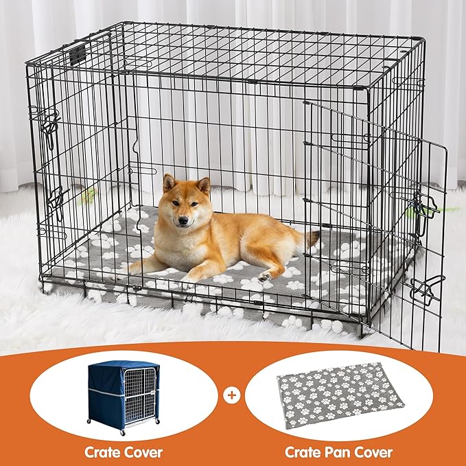 BALAPET Washable Dog Crate Pan Cover, Soft Plush Velvet Liner for Dog Crate Tray Fitted Cover for Pet Crate Pan 49 x 30 Inch,Reusable Pan Cover Only(49.2x30.7in)