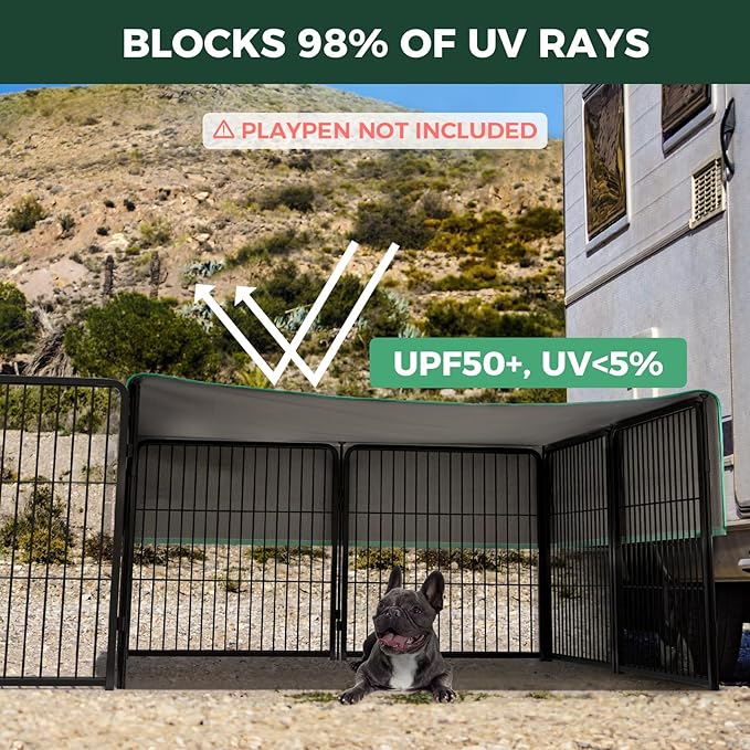 FXW Sun Shade Specialized for FXW Dog Playpen (Not Suitable for Other Brands), Fits for 24" H Rollick/Instant Dog Playpen│Patent Pending (Playpen not Included)