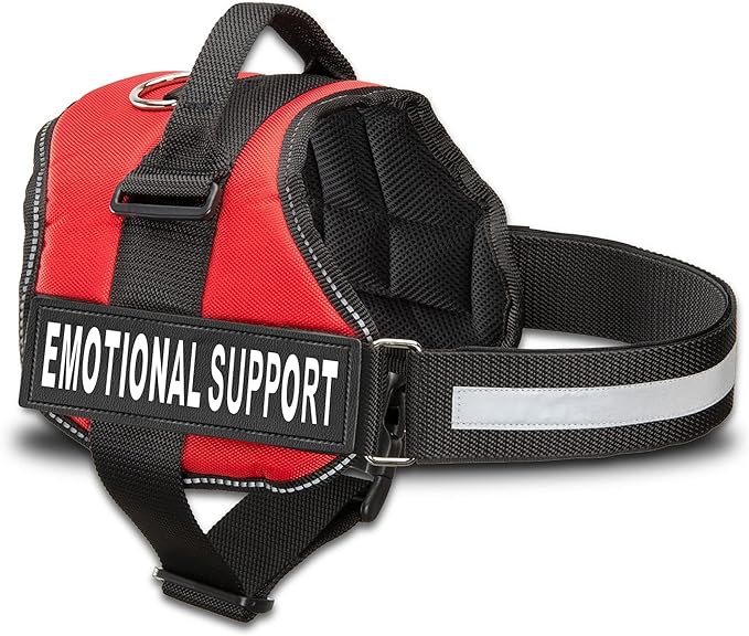 Emotional Support Dog Vest Harness with Reflective Straps, Interchangeable Patches, & Top Handle - ESA Dog Vest in 8 Sizes - Heavy Duty Emotional Support Dog Harness for Working Dogs (Red, Medium)