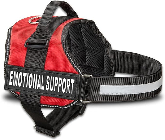 Emotional Support Dog Vest Harness with Reflective Straps, Interchangeable Patches, & Top Handle - ESA Dog Vest in 8 Sizes - Heavy Duty Emotional Support Dog Harness for Working Dogs (Red, Medium)